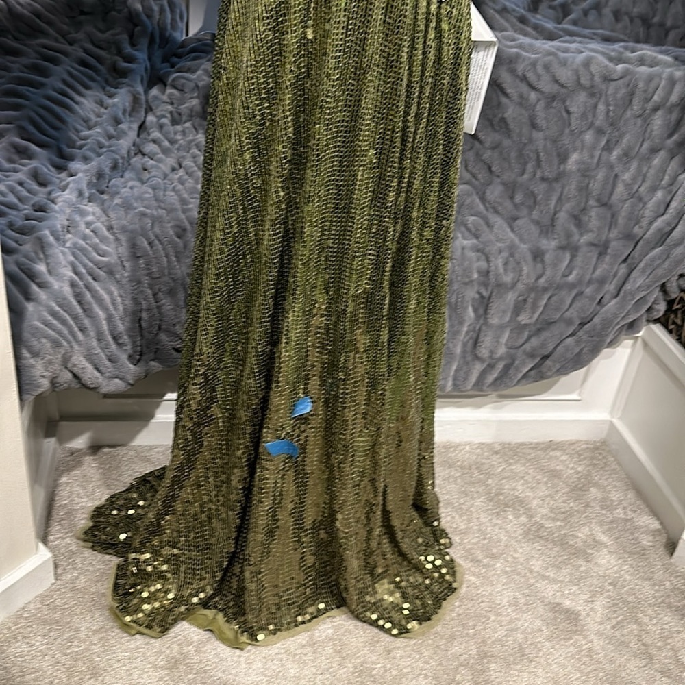 SEQUINED BUTTERFLY SLEEVE WRAP OVER A‎ LINE GOWN - Picture 17 of 17